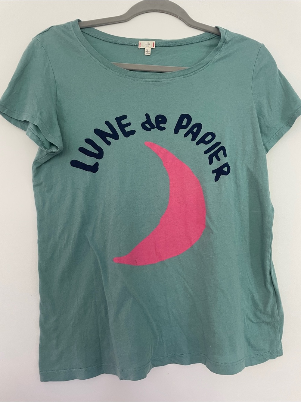T.La Teal Crewneck Top with Subtle Stitch Detail